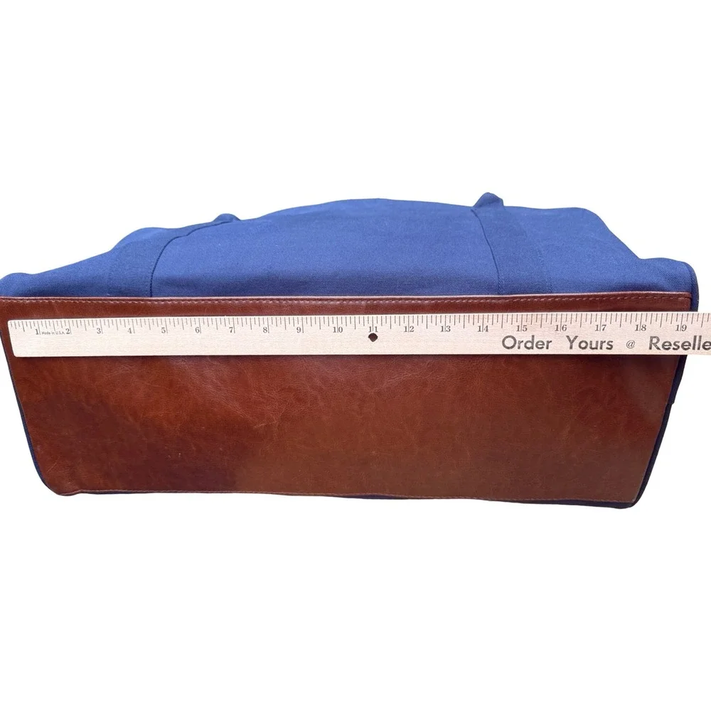 Polo Ralph Lauren Navy NWOT Canvas Weekender Duffel Bag Brown Leather Trim Large